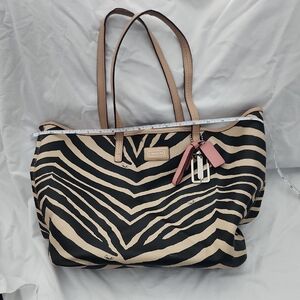 Coach Zebra Stripe Tote - Black and Cream
